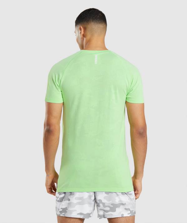 Panske Tricka Gymshark Geo Seamless Biele Zelene | MU4825739